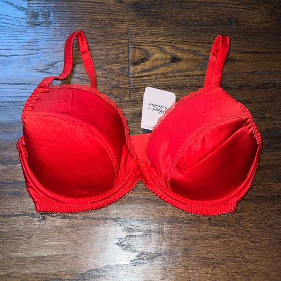 NWT Agent Provocateur Felinda Red Silk Bra, 32DD - Picture 3 of 11